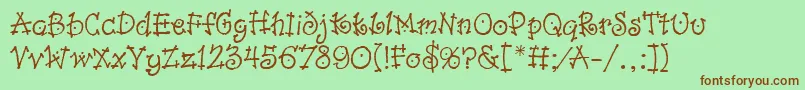 DancinLetPlain.1.0 Font – Brown Fonts on Green Background