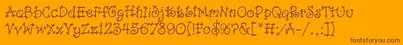 DancinLetPlain.1.0 Font – Brown Fonts on Orange Background