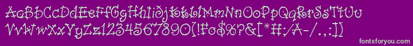 DancinLetPlain.1.0 Font – Green Fonts on Purple Background