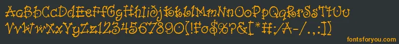 DancinLetPlain.1.0 Font – Orange Fonts on Black Background