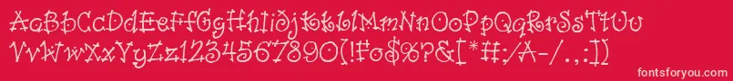 DancinLetPlain.1.0 Font – Pink Fonts on Red Background