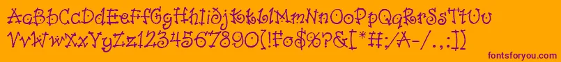 DancinLetPlain.1.0 Font – Purple Fonts on Orange Background