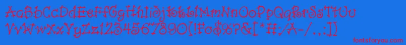 DancinLetPlain.1.0 Font – Red Fonts on Blue Background