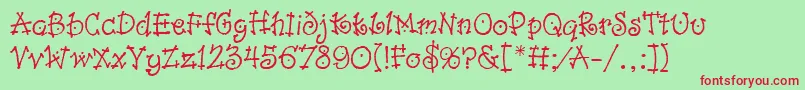 DancinLetPlain.1.0 Font – Red Fonts on Green Background