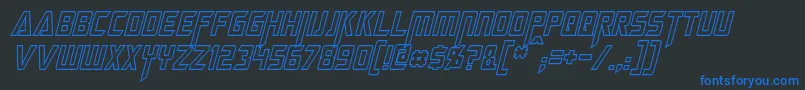 MegatronHollowCondensedItalic Font – Blue Fonts on Black Background