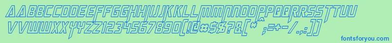 MegatronHollowCondensedItalic Font – Blue Fonts on Green Background