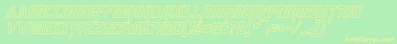 MegatronHollowCondensedItalic Font – Yellow Fonts on Green Background