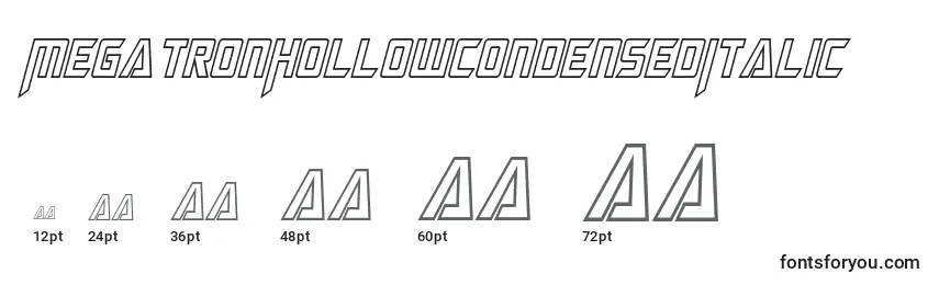 Размеры шрифта MegatronHollowCondensedItalic