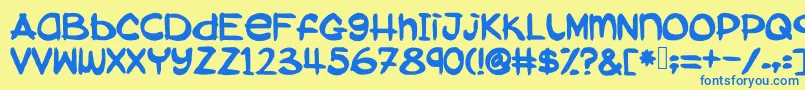 Fonte Abokidreadlockjamsuya – fontes azuis em um fundo amarelo