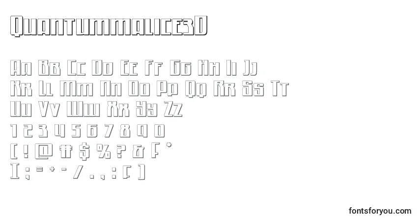 A fonte Quantummalice3D – alfabeto, números, caracteres especiais