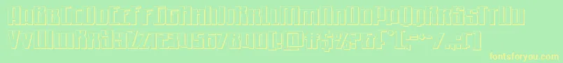 フォントQuantummalice3D – 黄色の文字が緑の背景にあります