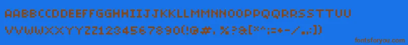 Bitmicro01-Schriftart – Braune Schriften auf blauem Hintergrund