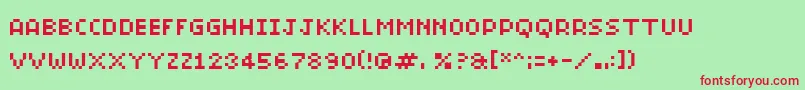 Bitmicro01 Font – Red Fonts on Green Background