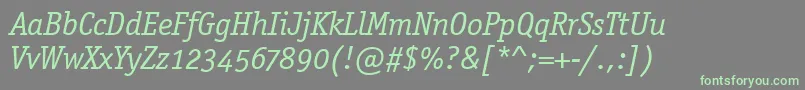 OfficinaSerifOsItcTtBookit-fontti – vihreät fontit harmaalla taustalla