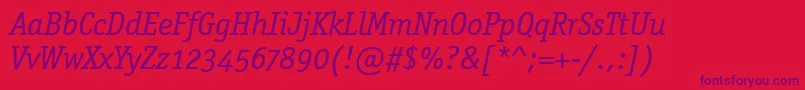 OfficinaSerifOsItcTtBookit Font – Purple Fonts on Red Background