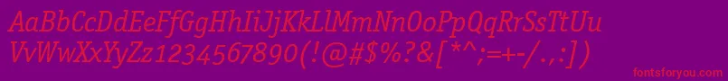 OfficinaSerifOsItcTtBookit Font – Red Fonts on Purple Background