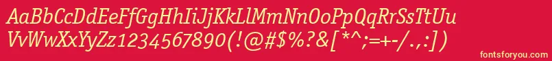 OfficinaSerifOsItcTtBookit Font – Yellow Fonts on Red Background