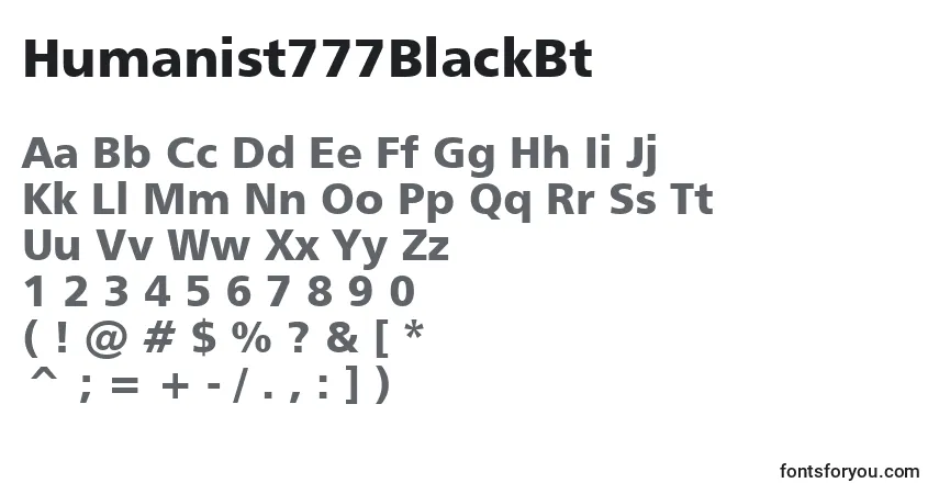 A fonte Humanist777BlackBt – alfabeto, números, caracteres especiais