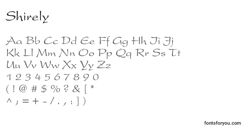 Shirely-fontti – aakkoset, numerot, erikoismerkit