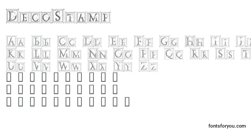 A fonte DecoStamp – alfabeto, números, caracteres especiais
