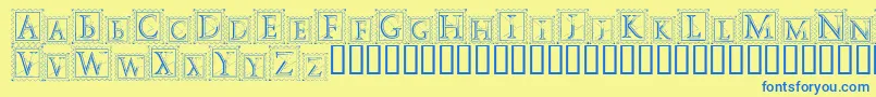 DecoStamp Font – Blue Fonts on Yellow Background