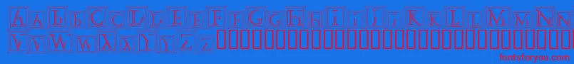 DecoStamp-Schriftart – Rote Schriften auf blauem Hintergrund