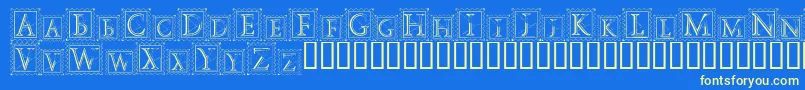 DecoStamp Font – Yellow Fonts on Blue Background