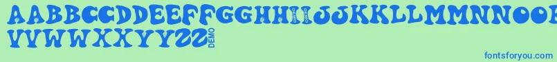 フォントHartydemo – 青い文字は緑の背景です。
