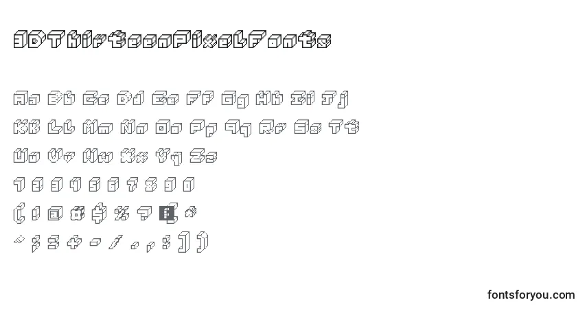 A fonte 3DThirteenPixelFonts – alfabeto, números, caracteres especiais