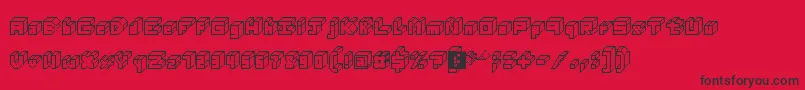3DThirteenPixelFonts-Schriftart – Schwarze Schriften auf rotem Hintergrund