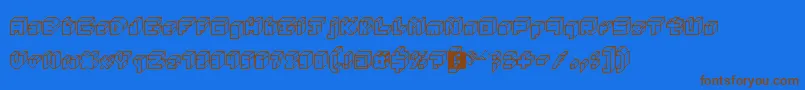 フォント3DThirteenPixelFonts – 茶色の文字が青い背景にあります。