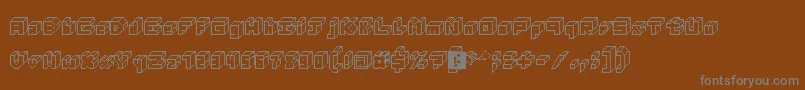 Fonte 3DThirteenPixelFonts – fontes cinzas em um fundo marrom