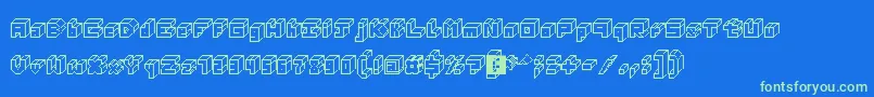 3DThirteenPixelFonts Font – Green Fonts on Blue Background