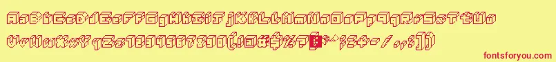 3DThirteenPixelFonts-fontti – punaiset fontit keltaisella taustalla