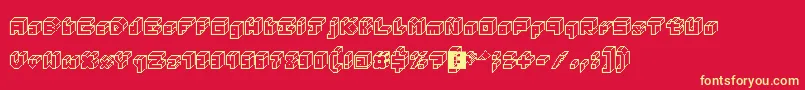 3DThirteenPixelFonts-fontti – keltaiset fontit punaisella taustalla