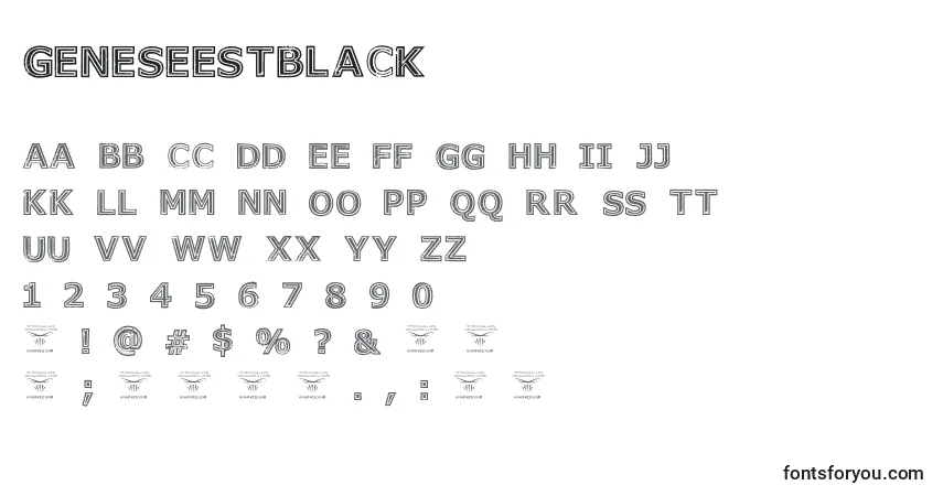 A fonte GeneseestBlack – alfabeto, números, caracteres especiais