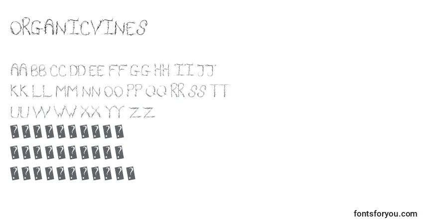 Schriftart Organicvines – Alphabet, Zahlen, spezielle Symbole