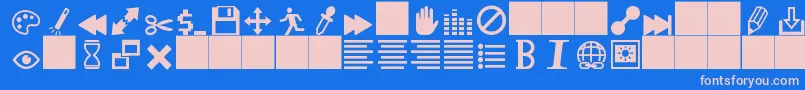 フォントHeydingsControls – ピンクの文字、青い背景