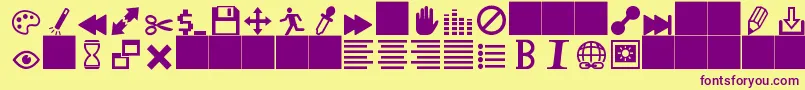 HeydingsControls-Schriftart – Violette Schriften auf gelbem Hintergrund