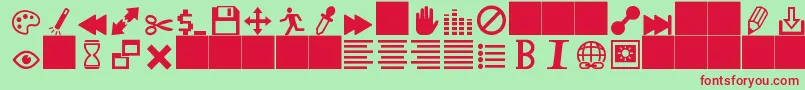 フォントHeydingsControls – 赤い文字の緑の背景