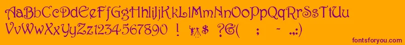 Wellington-Schriftart – Violette Schriften auf orangefarbenem Hintergrund