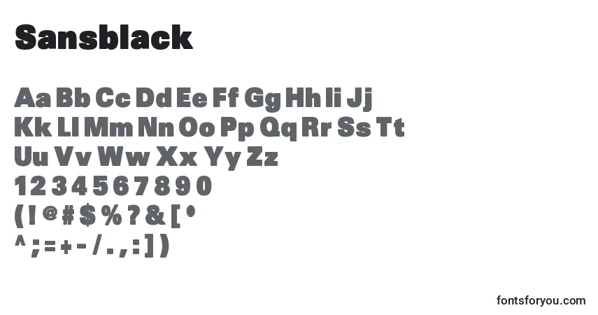 Czcionka Sansblack – alfabet, cyfry, specjalne znaki