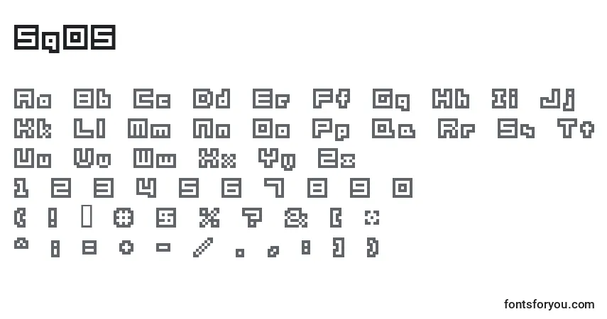 Czcionka Sg05 – alfabet, cyfry, specjalne znaki