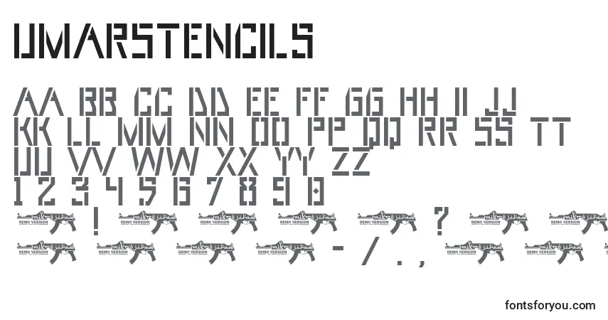 Schriftart UmarStencils – Alphabet, Zahlen, spezielle Symbole
