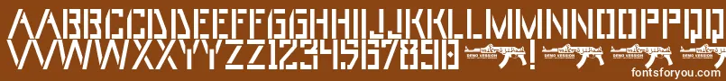 UmarStencils-Schriftart – Weiße Schriften auf braunem Hintergrund