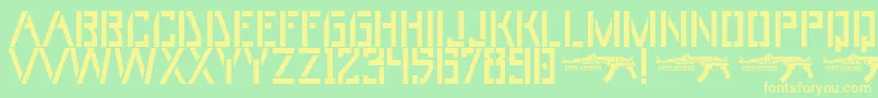 UmarStencils Font – Yellow Fonts on Green Background