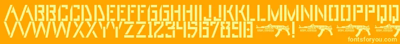 UmarStencils Font – Yellow Fonts on Orange Background