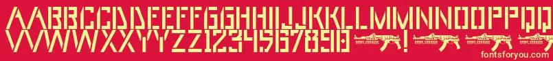 UmarStencils Font – Yellow Fonts on Red Background