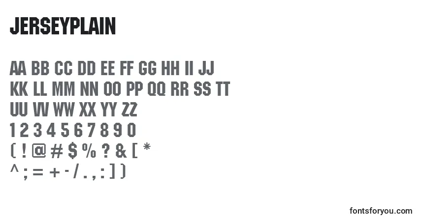 Шрифт JerseyPlain – алфавит, цифры, специальные символы