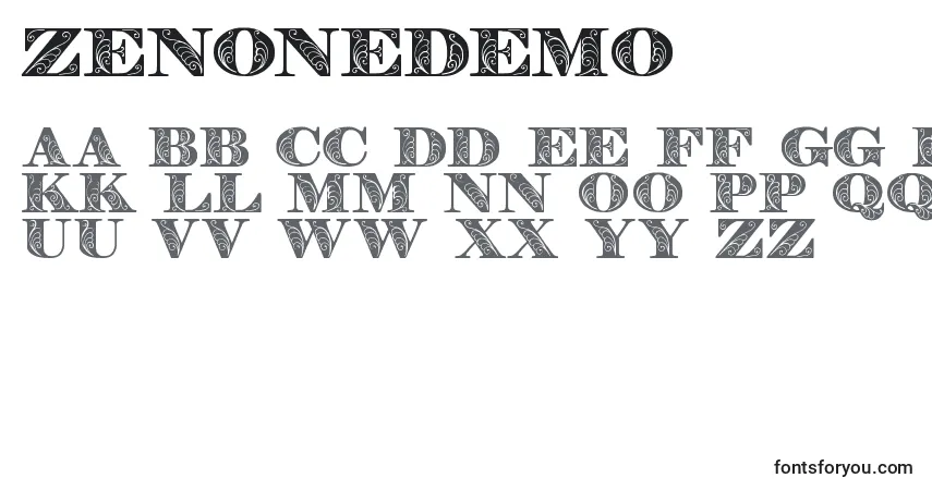 Шрифт Zenonedemo – алфавит, цифры, специальные символы
